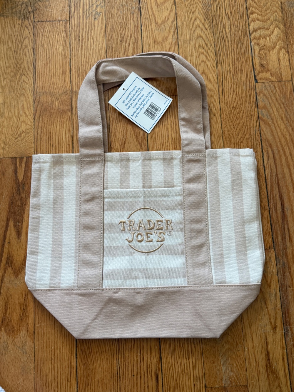 Trader Joe’s Striped Mini Canvas Tote Bag - Brown